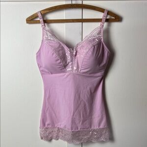 RHONDA SHEAR Pink Lace Trim Pinup Shaper Camisole